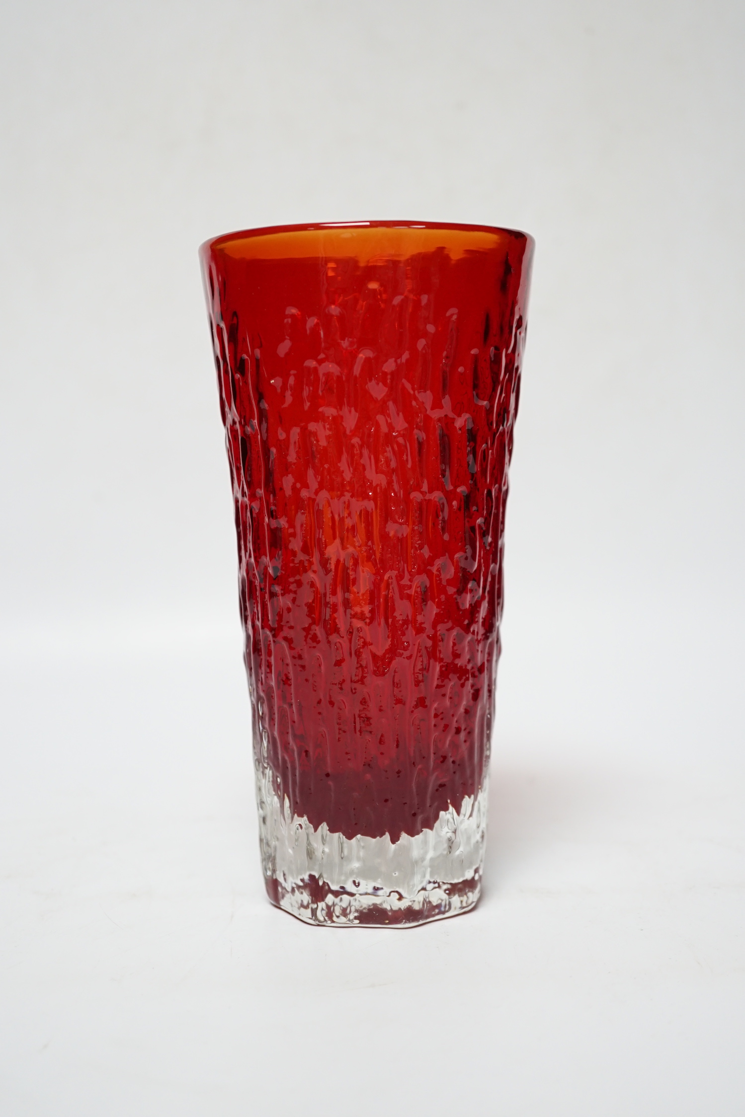 Geoffrey Baxter for Whitefriars, a ruby red cooling tower vase, 18cm high